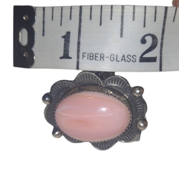NAVAJO PINK CONCH Handmade Sterling Silver Adjustable - Picture 5 of 6